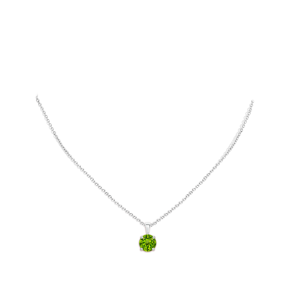 9mm AAAA Classic Prong-Set Round Peridot Solitaire Pendant in White Gold pen