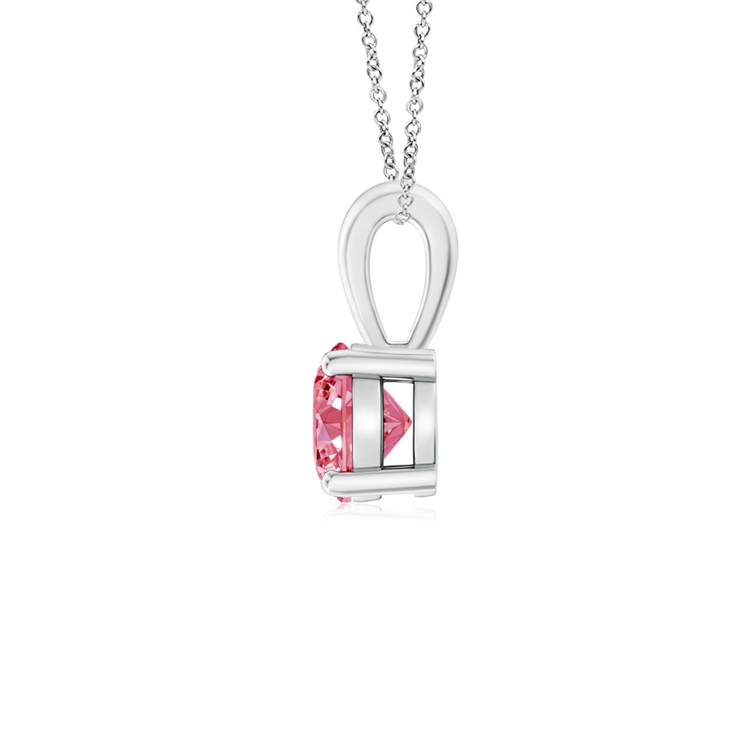 5.1mm AAAA Classic Prong-Set Round Fancy Intense Pink Diamond Solitaire Pendant in P950 Platinum - side 199