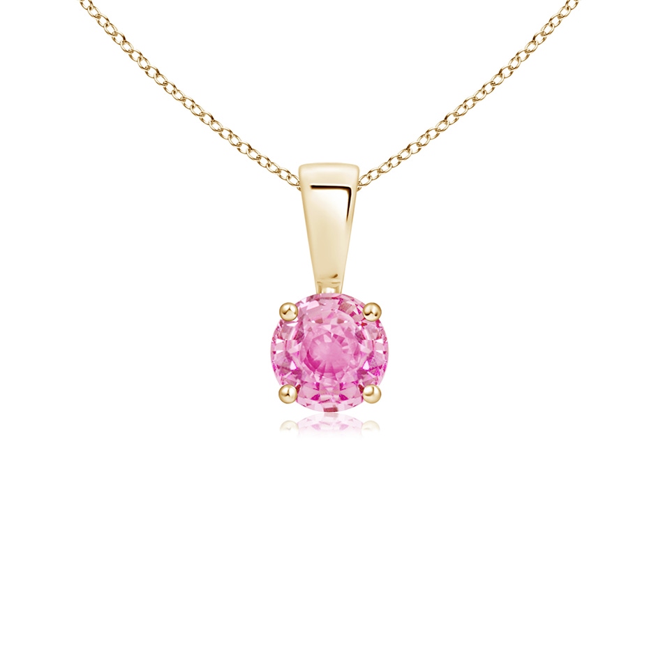 4mm A Classic Prong-Set Round Pink Sapphire Solitaire Pendant in Yellow Gold 