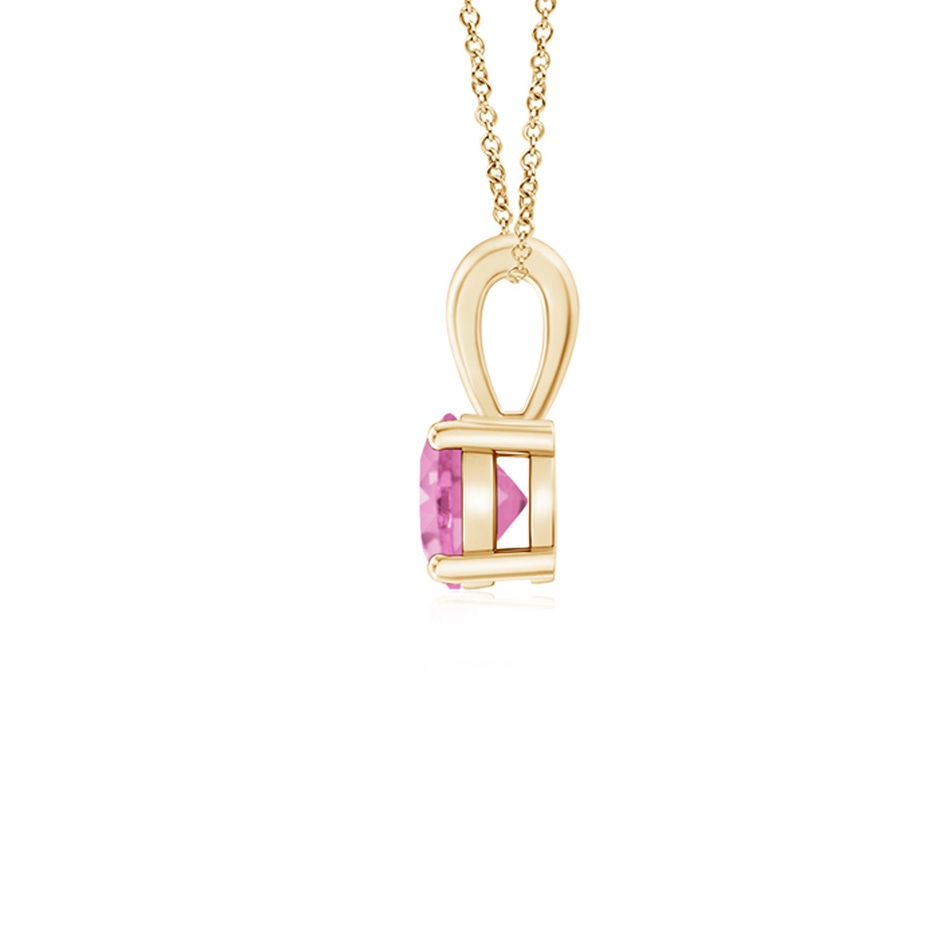 4mm A Classic Prong-Set Round Pink Sapphire Solitaire Pendant in Yellow Gold side 199