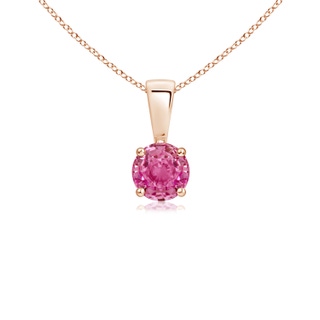 4mm AAA Classic Round Pink Sapphire Solitaire Pendant in Rose Gold