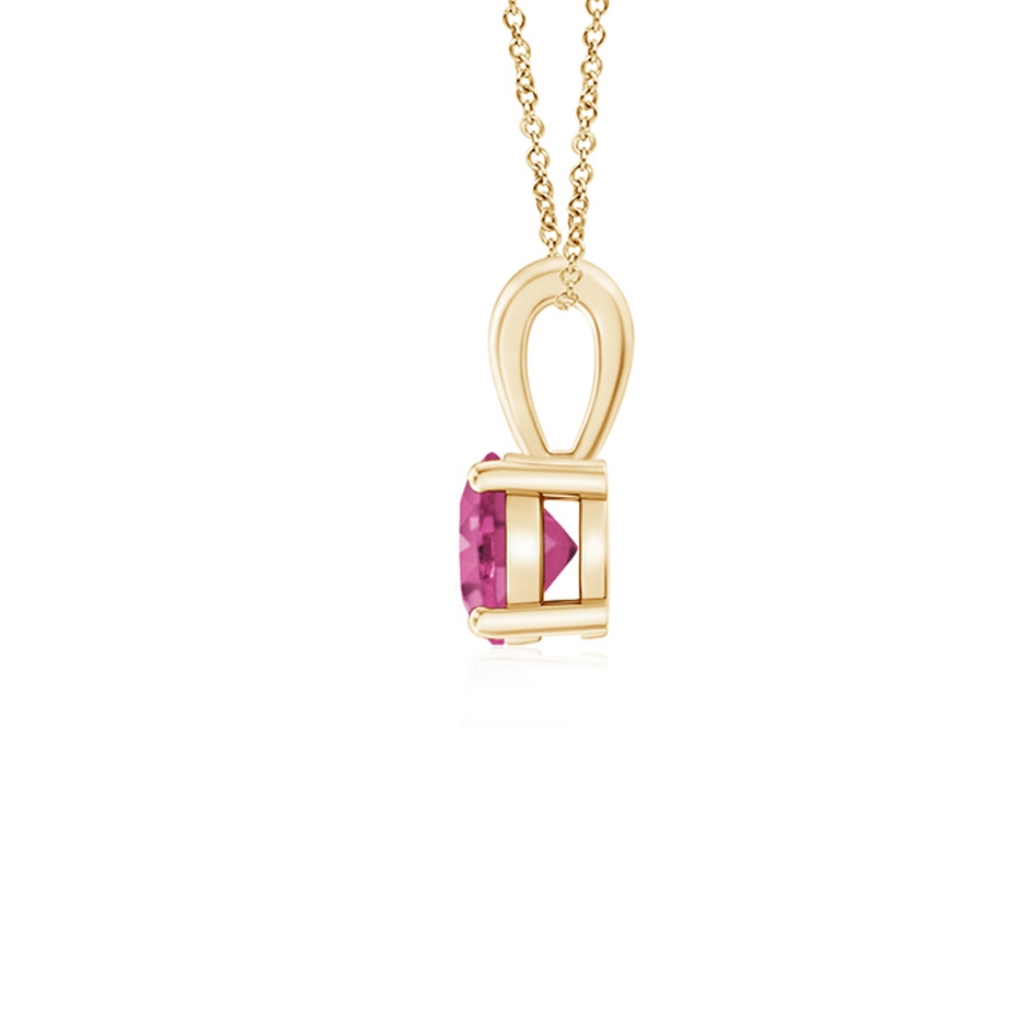 4mm AAAA Classic Prong-Set Round Pink Sapphire Solitaire Pendant in 18K Yellow Gold side 199