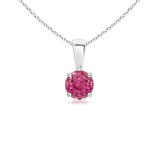 4mm AAAA Classic Round Pink Sapphire Solitaire Pendant in P950 Platinum
