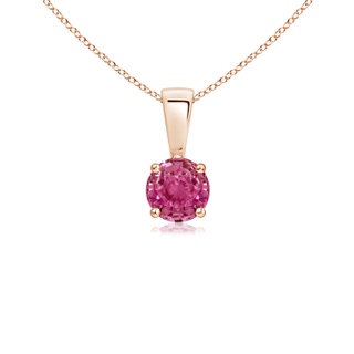 4mm AAAA Classic Round Pink Sapphire Solitaire Pendant in Rose Gold