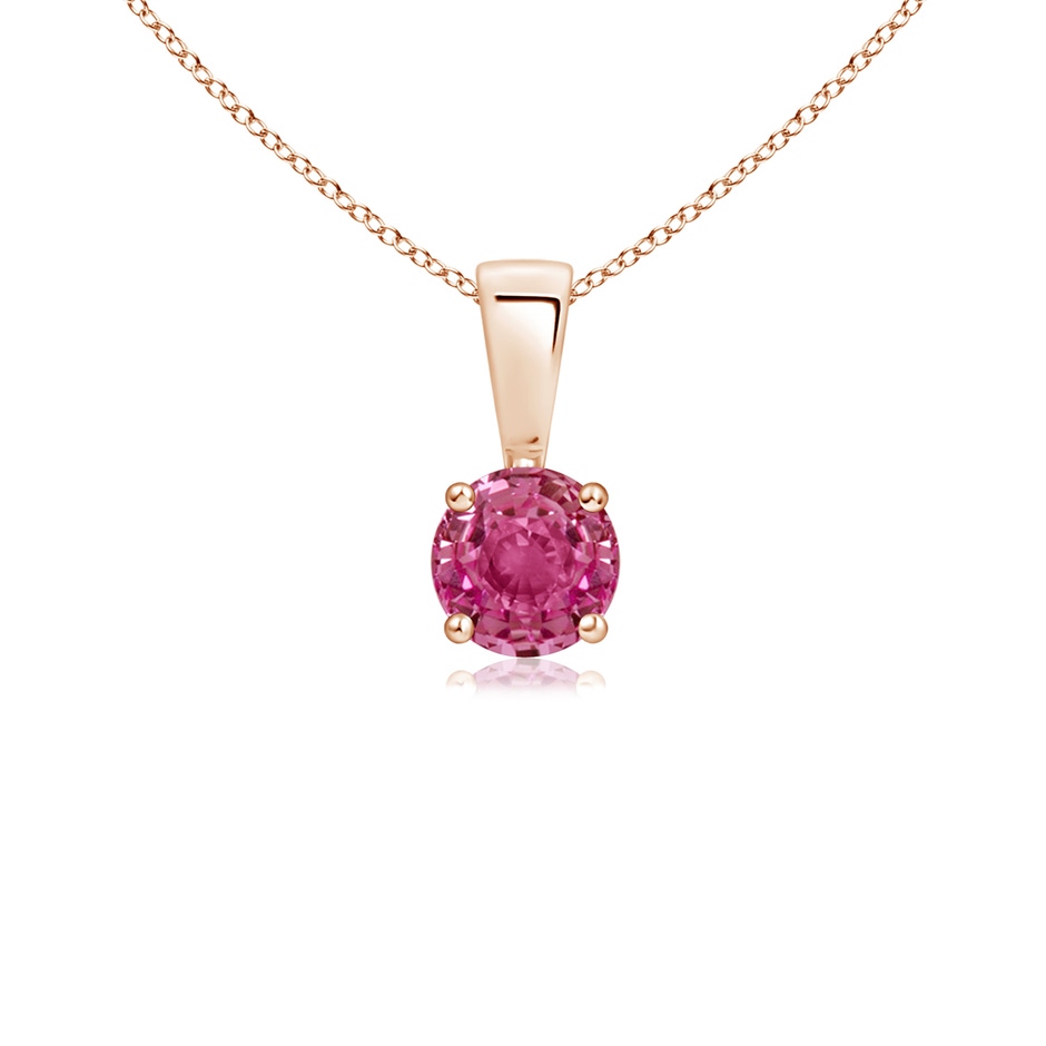4mm AAAA Classic Prong-Set Round Pink Sapphire Solitaire Pendant in Rose Gold 