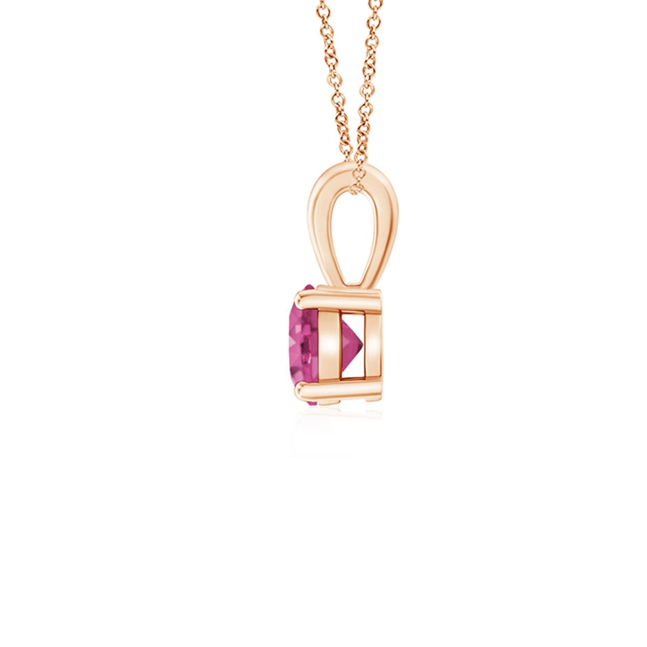4mm AAAA Classic Prong-Set Round Pink Sapphire Solitaire Pendant in Rose Gold side 199