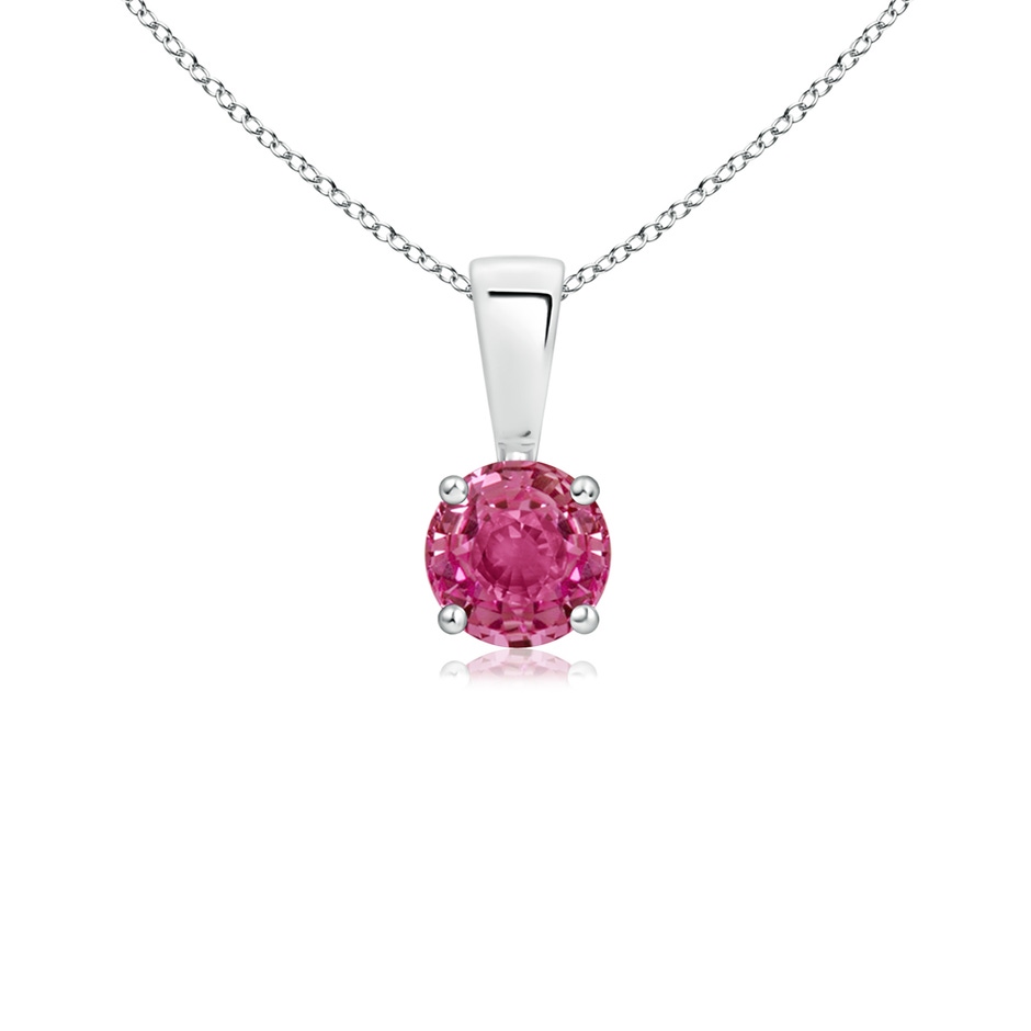 4mm AAAA Classic Prong-Set Round Pink Sapphire Solitaire Pendant in S999 Silver 