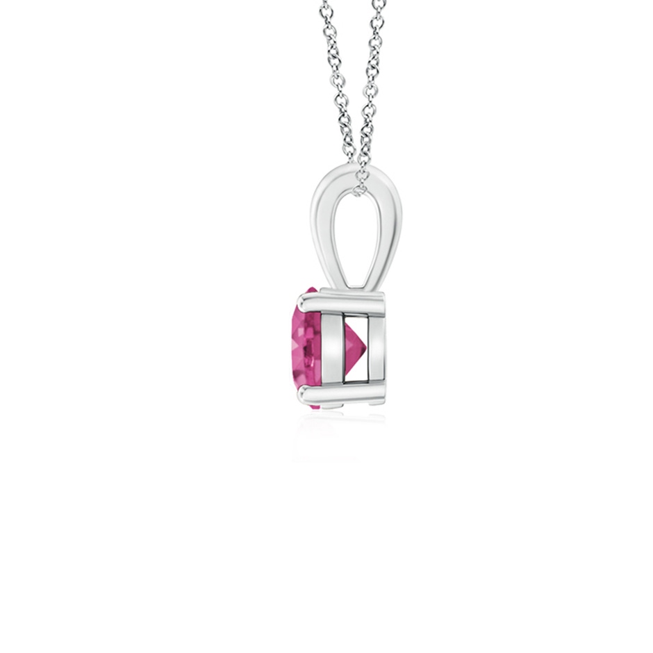 4mm AAAA Classic Prong-Set Round Pink Sapphire Solitaire Pendant in S999 Silver side 199