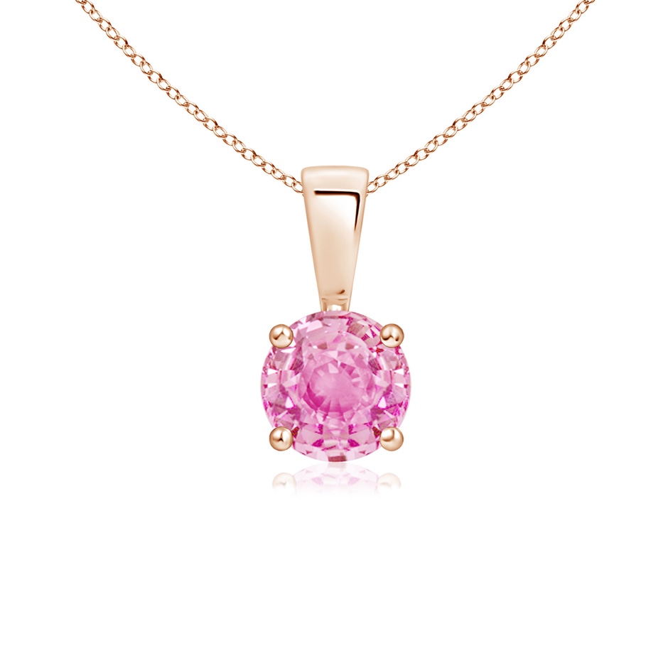 5mm A Classic Prong-Set Round Pink Sapphire Solitaire Pendant in Rose Gold 