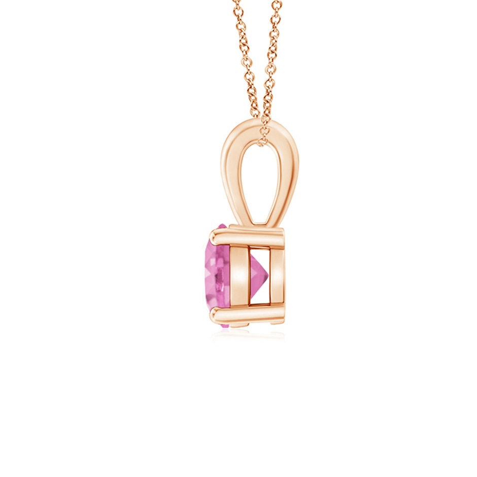 5mm A Classic Prong-Set Round Pink Sapphire Solitaire Pendant in Rose Gold side 199
