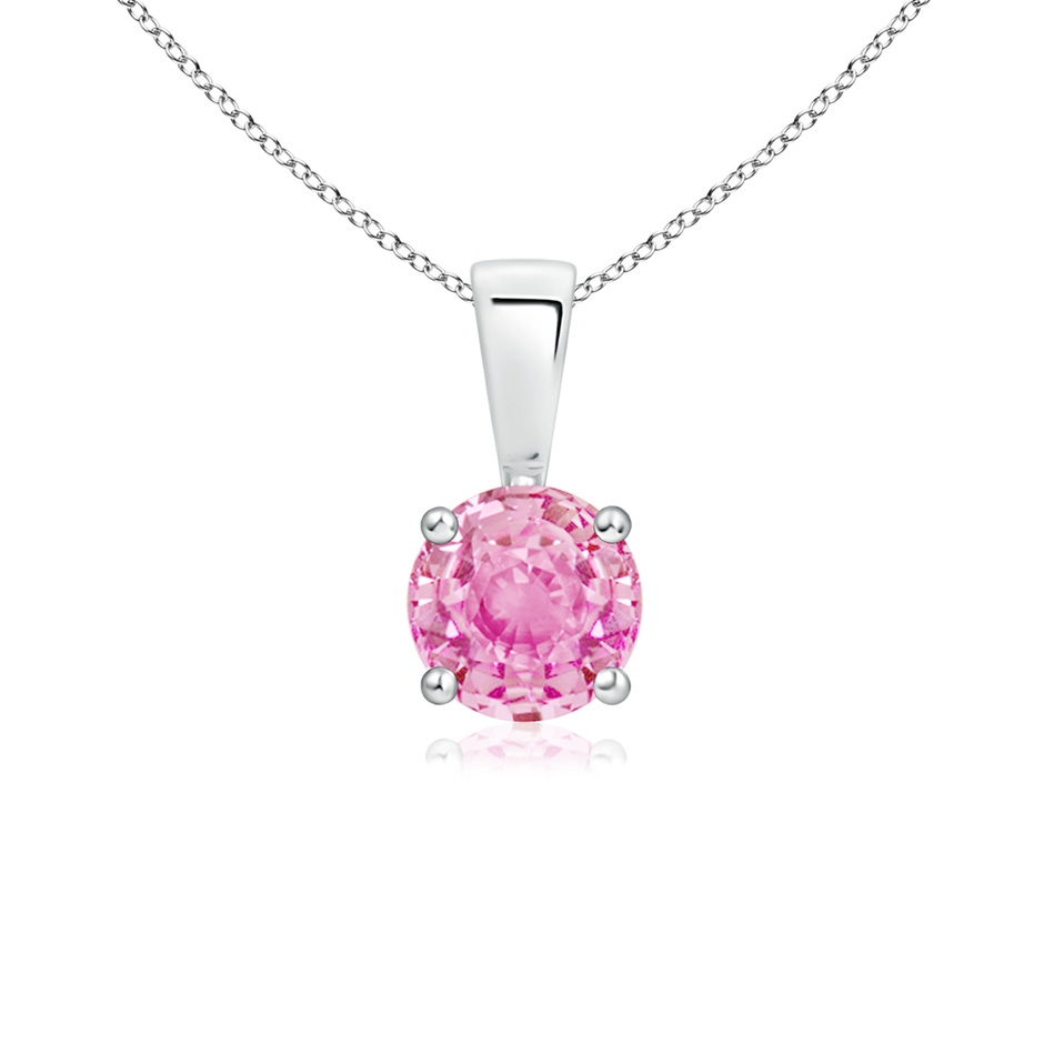 5mm A Classic Prong-Set Round Pink Sapphire Solitaire Pendant in White Gold 