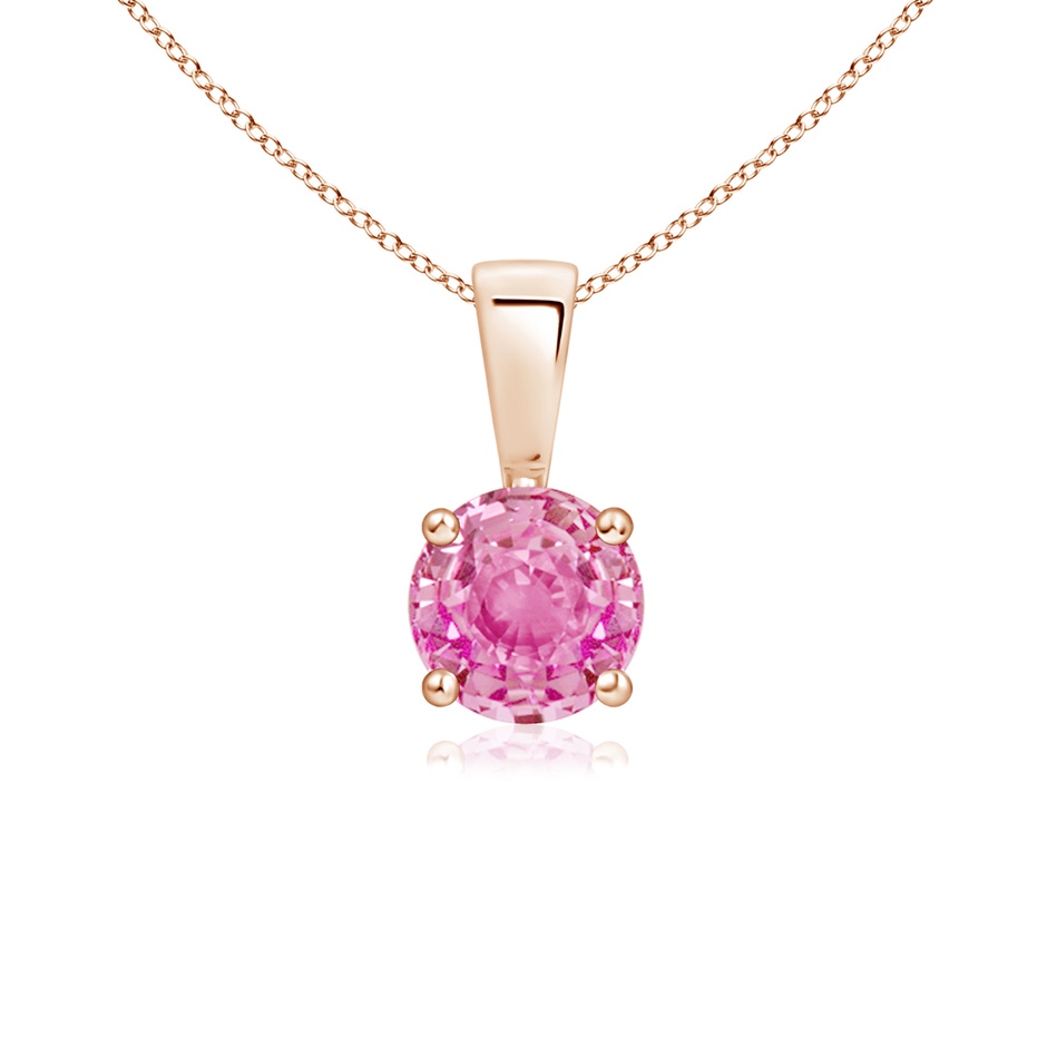 5mm AA Classic Prong-Set Round Pink Sapphire Solitaire Pendant in Rose Gold 
