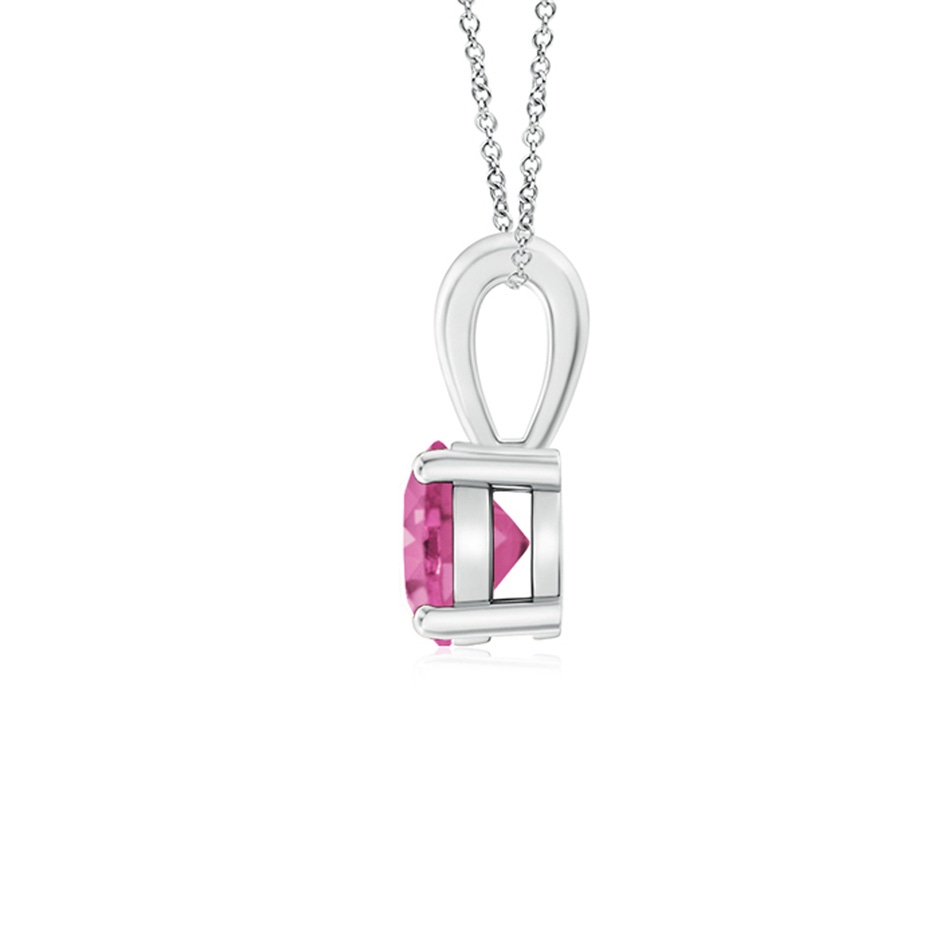 5mm AAA Classic Prong-Set Round Pink Sapphire Solitaire Pendant in S999 Silver side 199