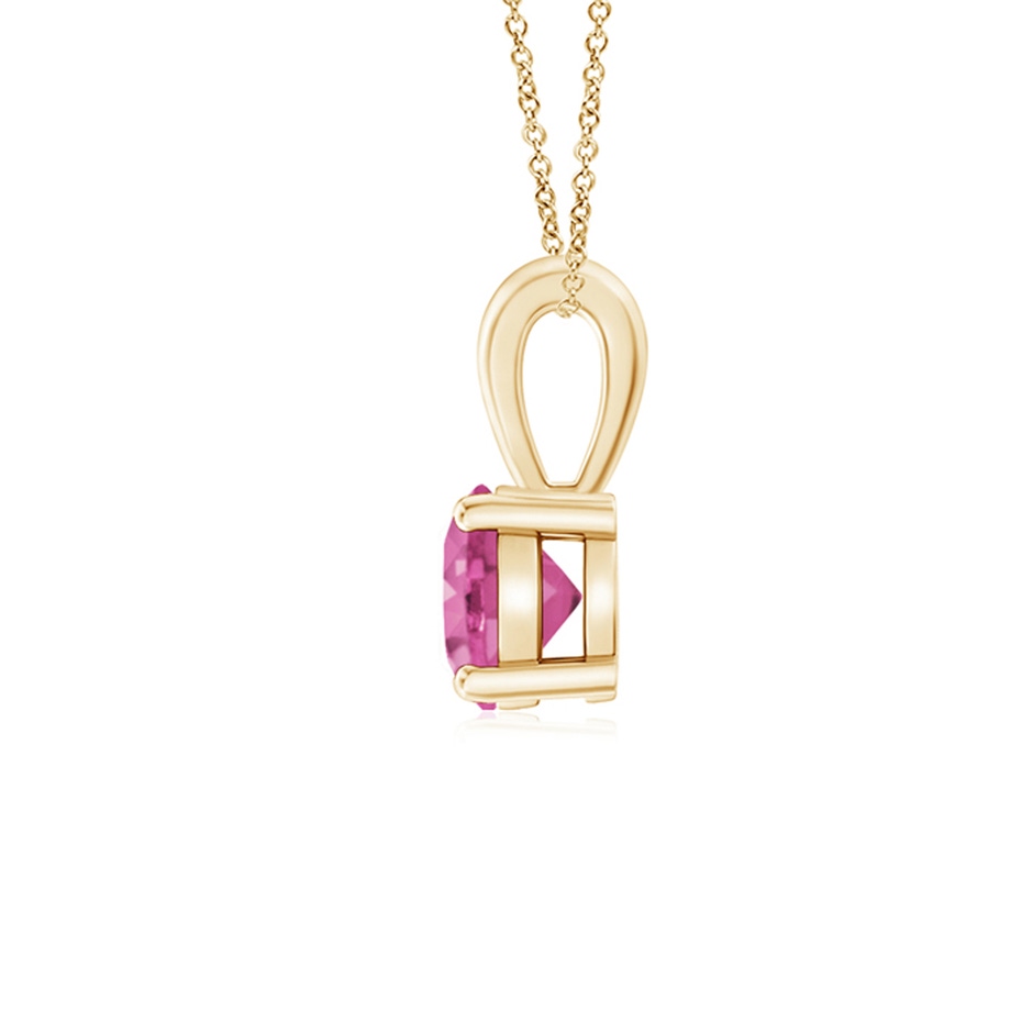 5mm AAA Classic Prong-Set Round Pink Sapphire Solitaire Pendant in Yellow Gold side 199
