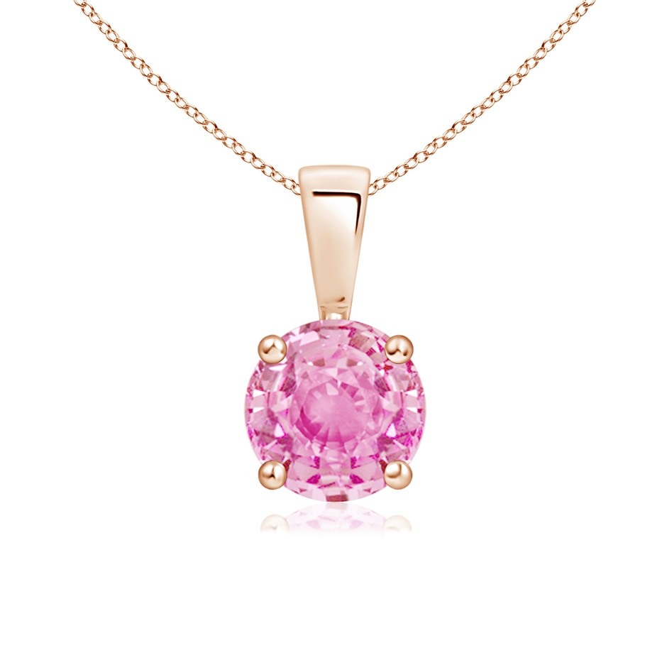 6mm A Classic Prong-Set Round Pink Sapphire Solitaire Pendant in Rose Gold 