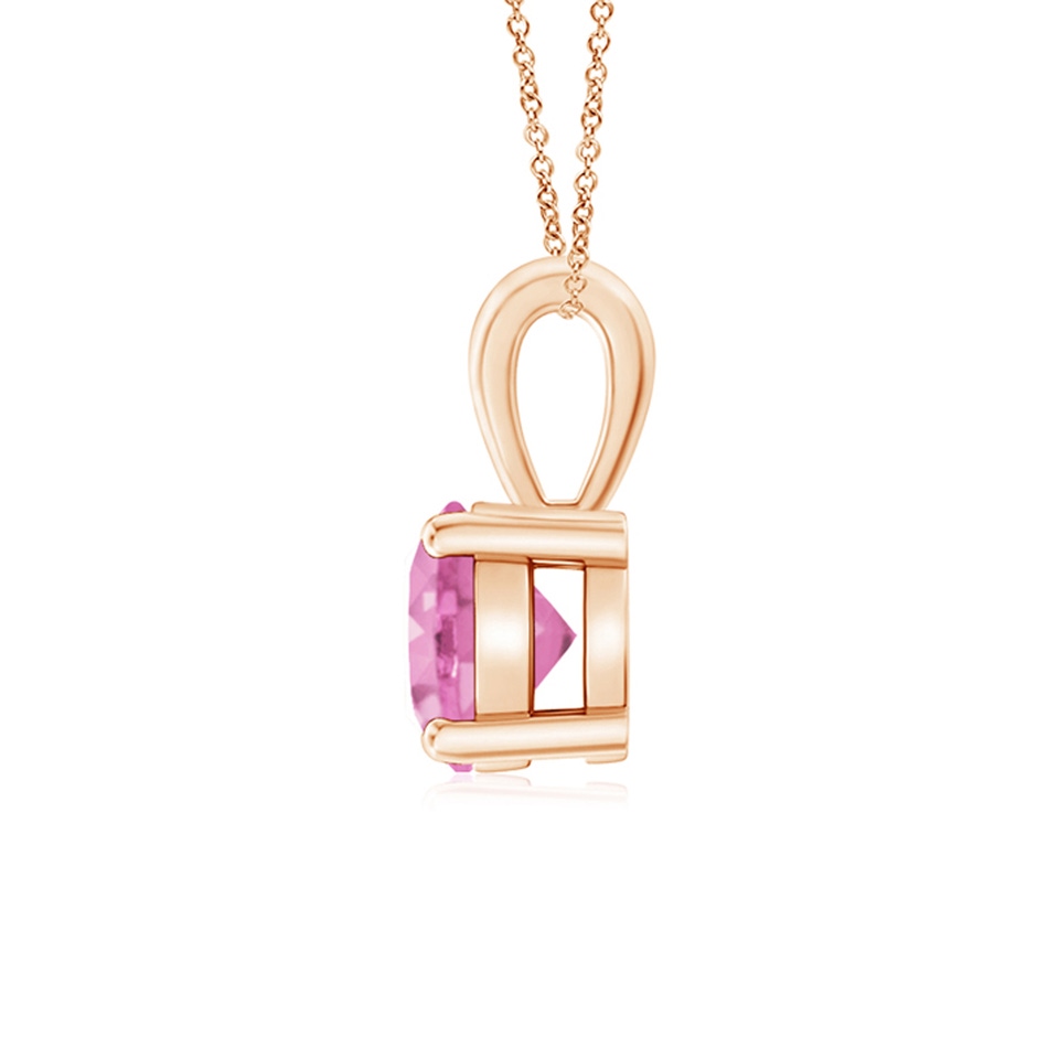 6mm A Classic Prong-Set Round Pink Sapphire Solitaire Pendant in Rose Gold side 199