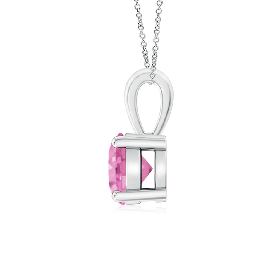 6mm A Classic Prong-Set Round Pink Sapphire Solitaire Pendant in White Gold side 199