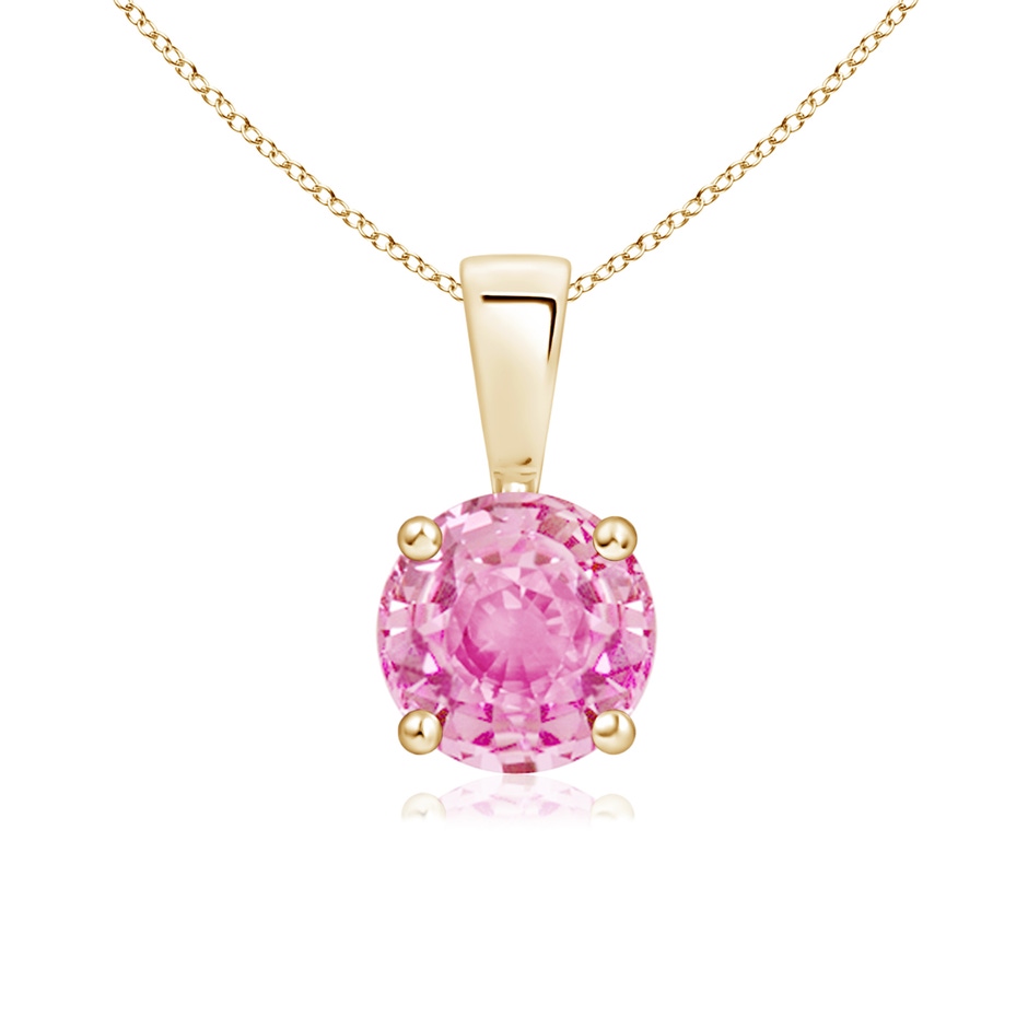 6mm A Classic Prong-Set Round Pink Sapphire Solitaire Pendant in Yellow Gold 