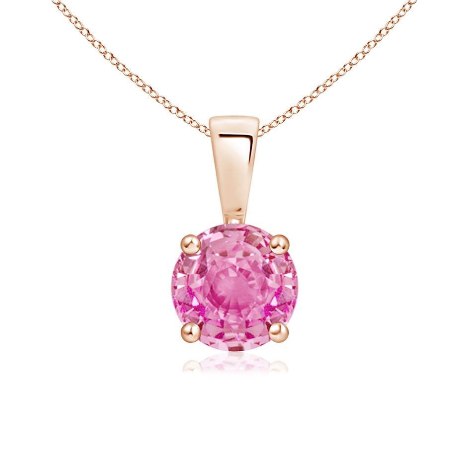 6mm AA Classic Prong-Set Round Pink Sapphire Solitaire Pendant in Rose Gold 