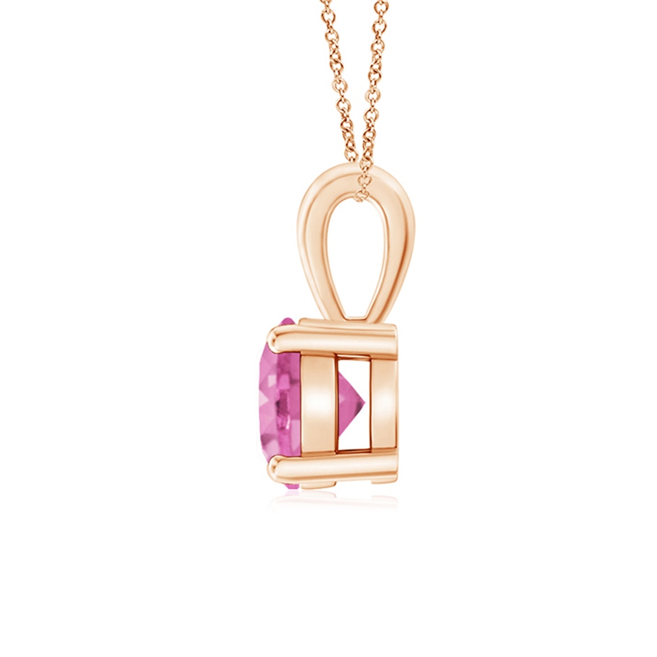 6mm AA Classic Prong-Set Round Pink Sapphire Solitaire Pendant in Rose Gold side 199