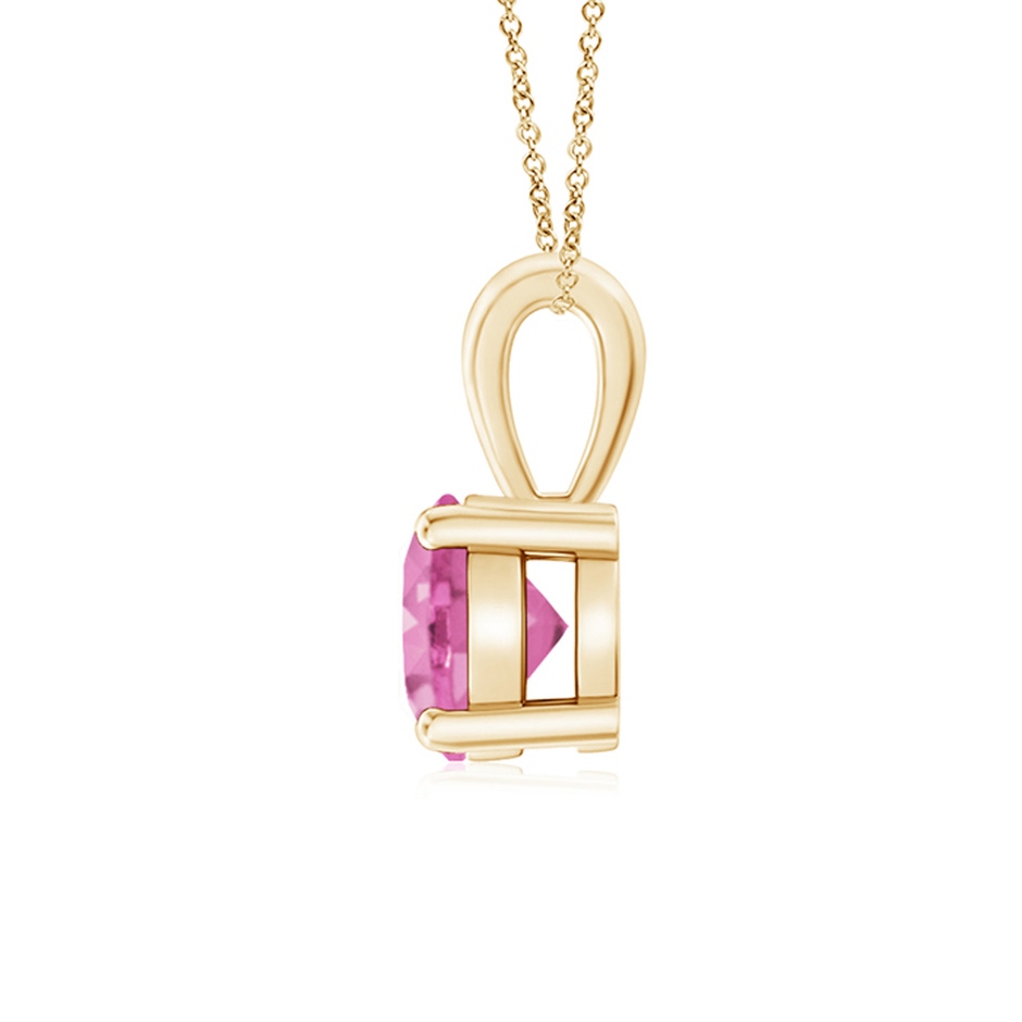 6mm AA Classic Prong-Set Round Pink Sapphire Solitaire Pendant in Yellow Gold side 199