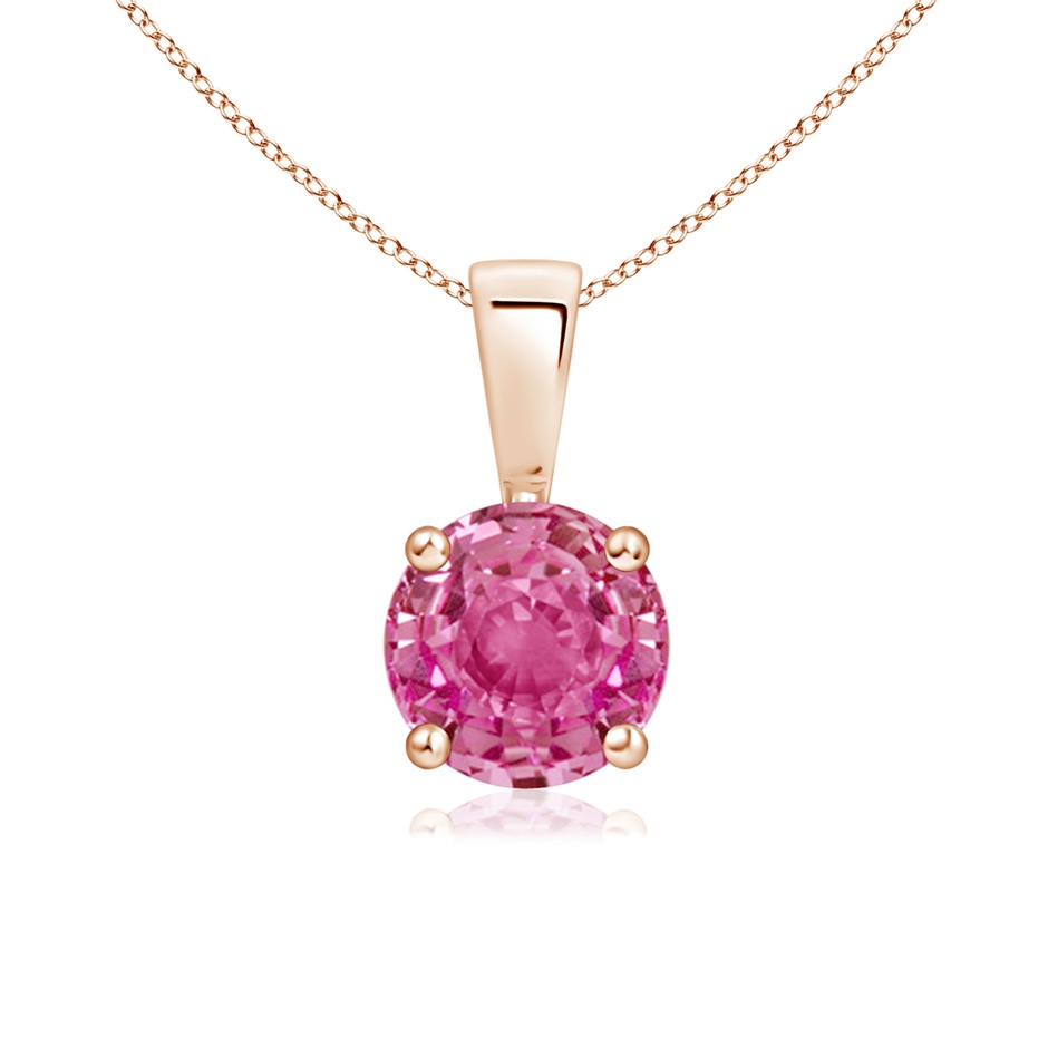 6mm AAA Classic Prong-Set Round Pink Sapphire Solitaire Pendant in Rose Gold 