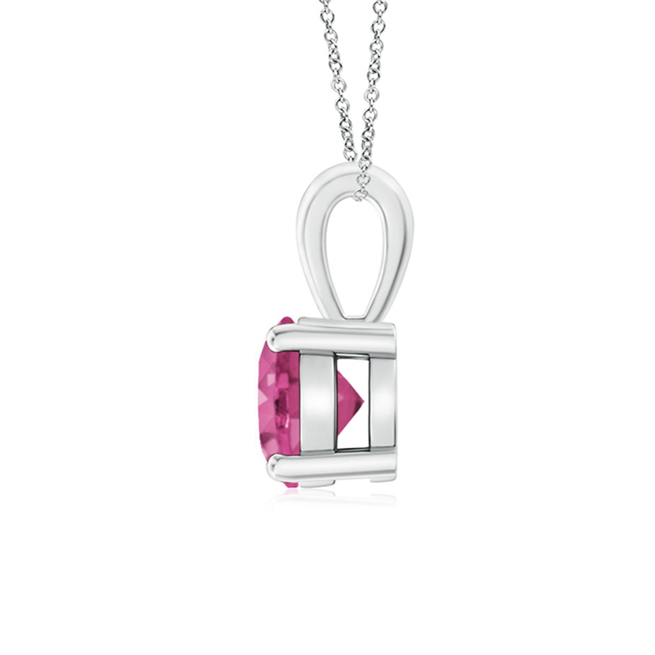 6mm AAAA Classic Prong-Set Round Pink Sapphire Solitaire Pendant in P950 Platinum side 199