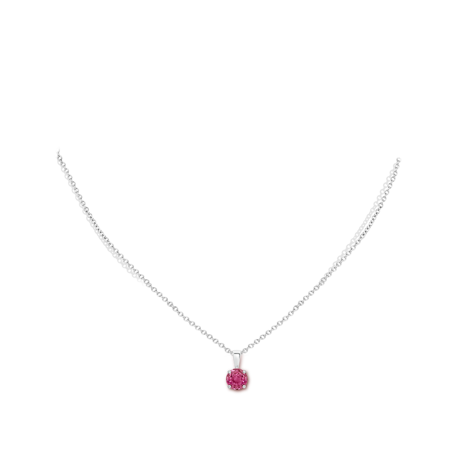 6mm AAAA Classic Prong-Set Round Pink Sapphire Solitaire Pendant in P950 Platinum pen