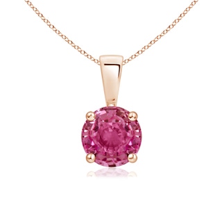 6mm AAAA Classic Round Pink Sapphire Solitaire Pendant in Rose Gold