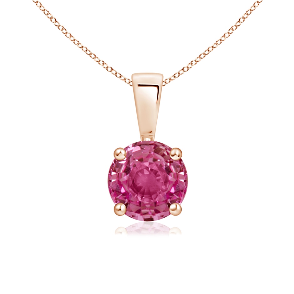 6mm AAAA Classic Prong-Set Round Pink Sapphire Solitaire Pendant in Rose Gold 
