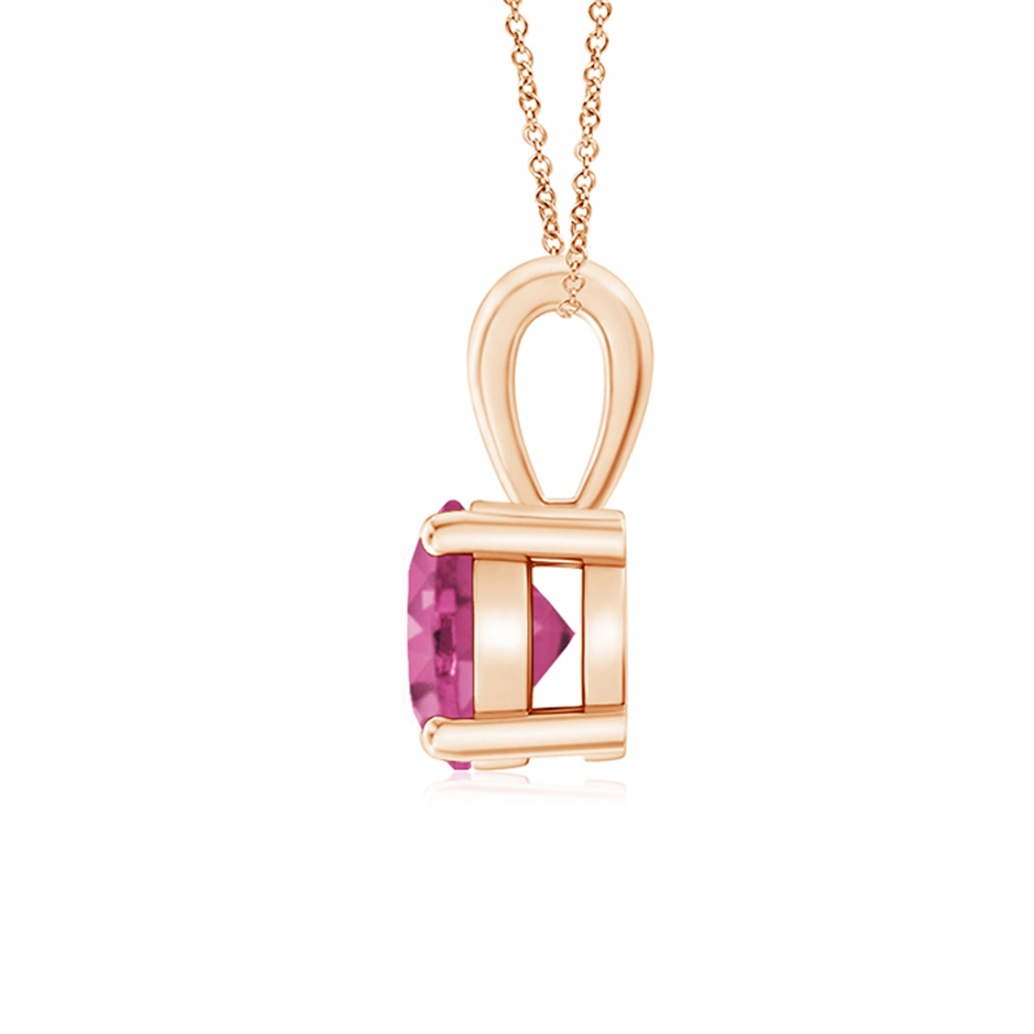 6mm AAAA Classic Prong-Set Round Pink Sapphire Solitaire Pendant in Rose Gold side 199