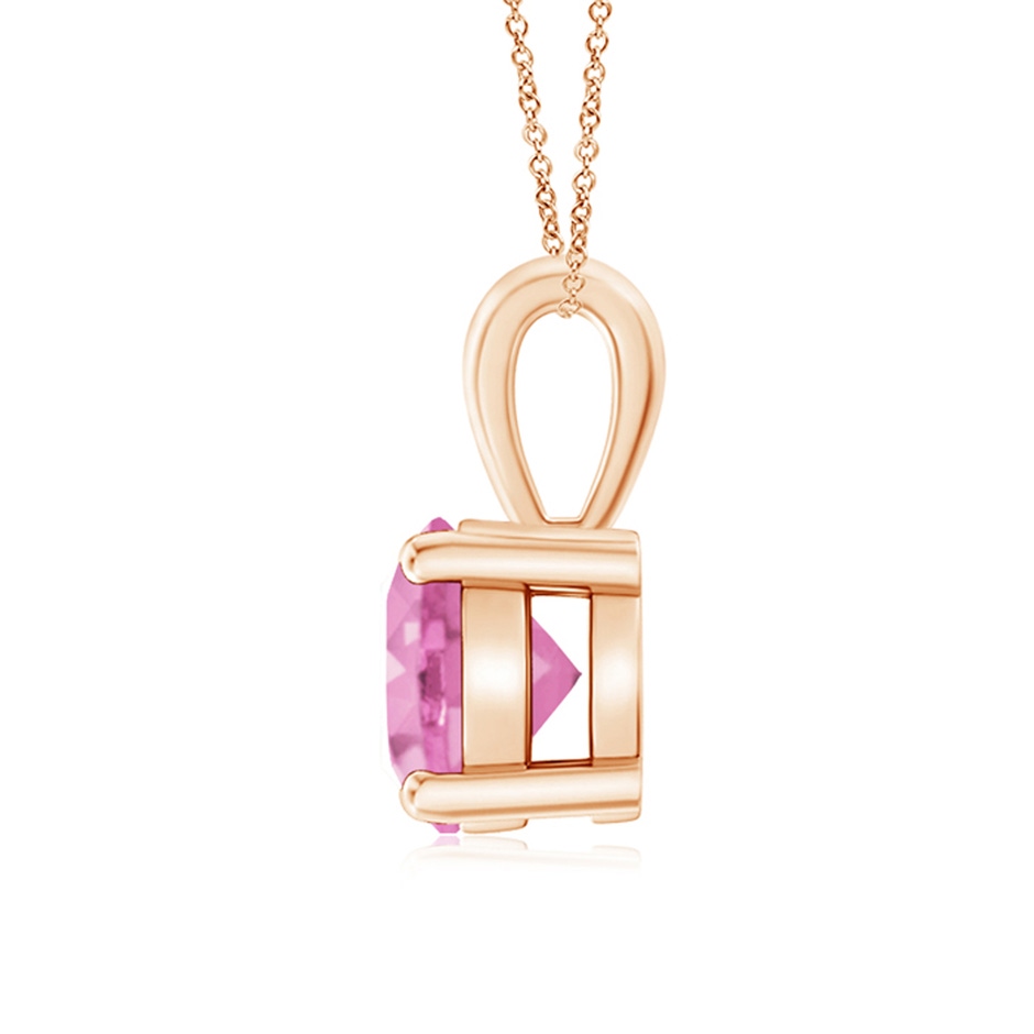 7mm A Classic Prong-Set Round Pink Sapphire Solitaire Pendant in Rose Gold side 199