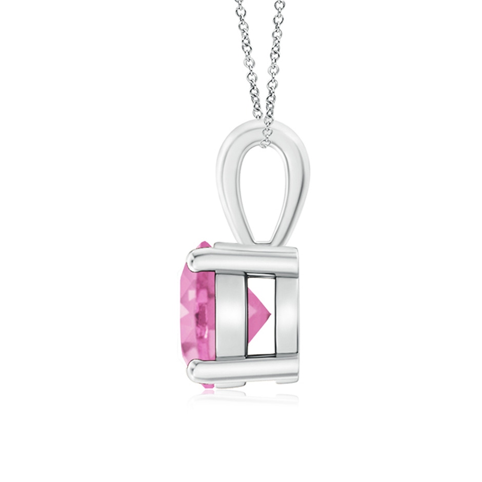 7mm A Classic Prong-Set Round Pink Sapphire Solitaire Pendant in White Gold side 199