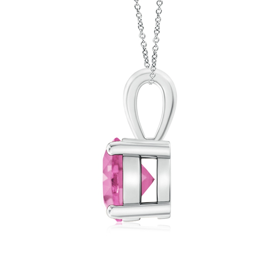 7mm AA Classic Prong-Set Round Pink Sapphire Solitaire Pendant in 18K White Gold side 199