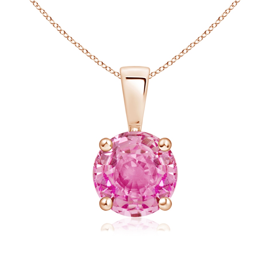 7mm AA Classic Prong-Set Round Pink Sapphire Solitaire Pendant in Rose Gold 