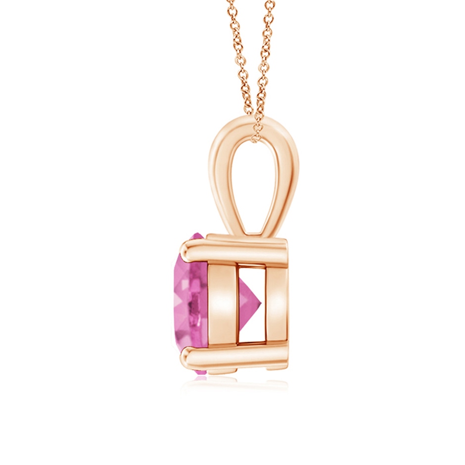 7mm AA Classic Prong-Set Round Pink Sapphire Solitaire Pendant in Rose Gold side 199