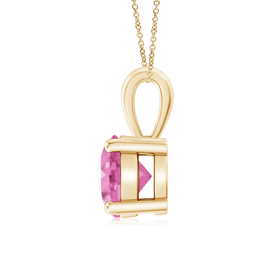 7mm AA Classic Prong-Set Round Pink Sapphire Solitaire Pendant in Yellow Gold side 199