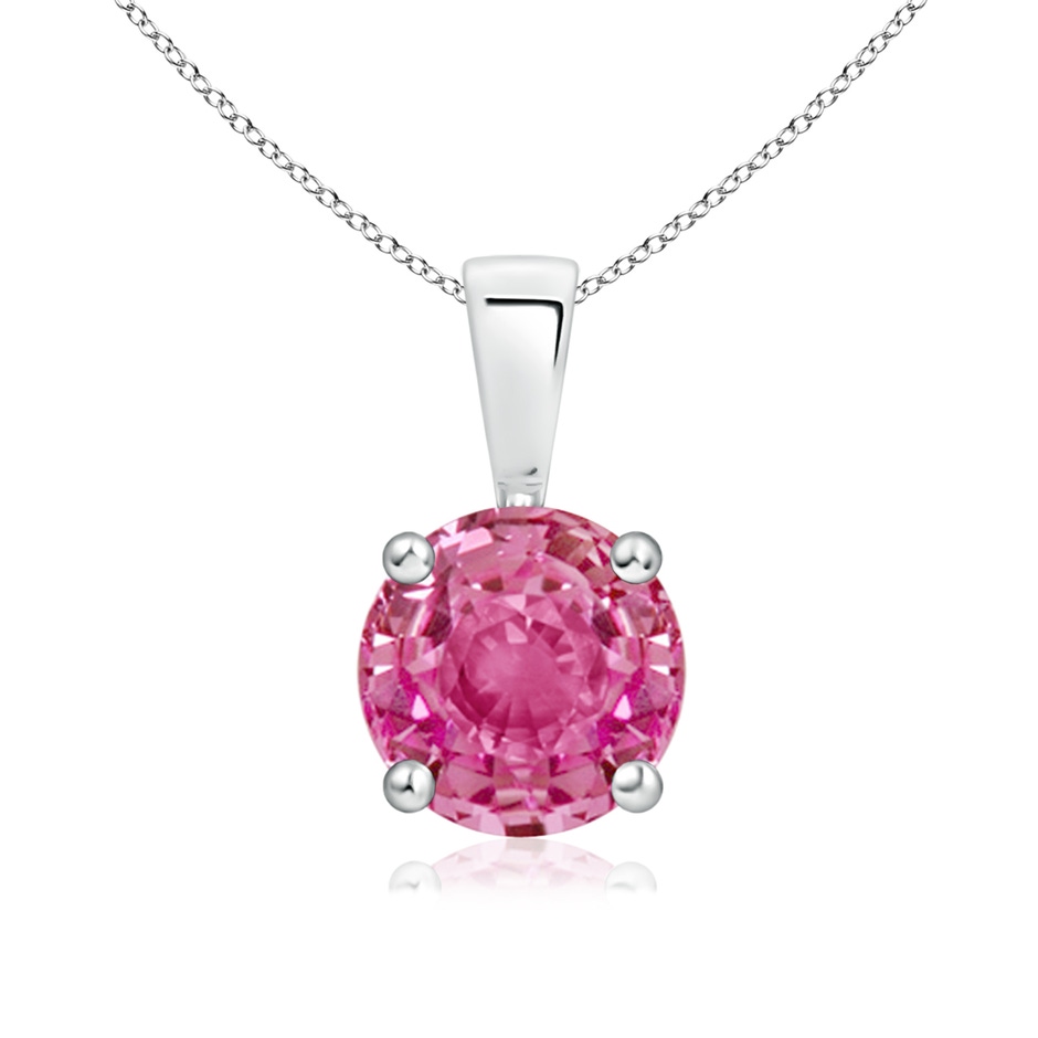 7mm AAA Classic Prong-Set Round Pink Sapphire Solitaire Pendant in P950 Platinum 