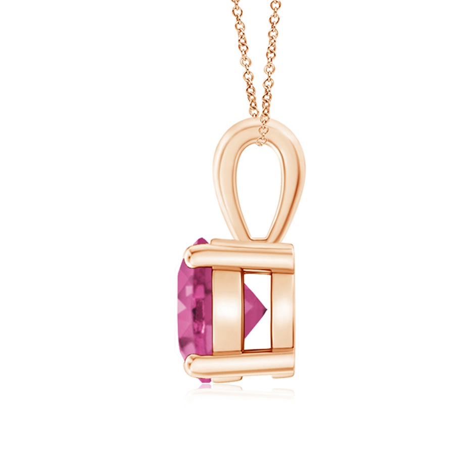 7mm AAAA Classic Prong-Set Round Pink Sapphire Solitaire Pendant in Rose Gold side 199