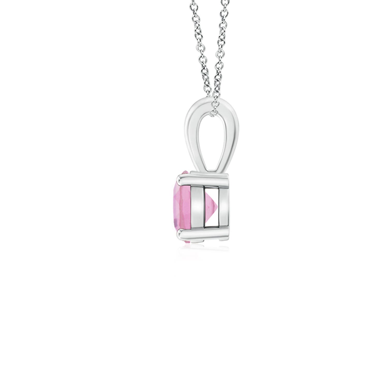 4mm A Classic Round Pink Tourmaline Solitaire Pendant in P950 Platinum - side 2