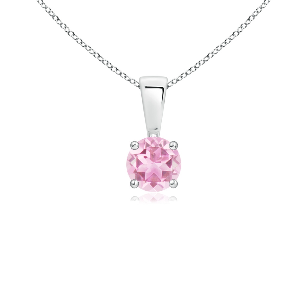 4mm A Classic Round Pink Tourmaline Solitaire Pendant in S999 Silver