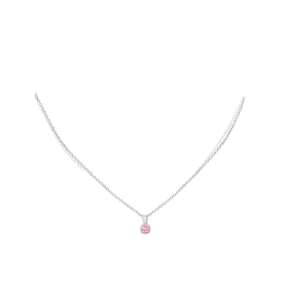 4mm A Classic Round Pink Tourmaline Solitaire Pendant in S999 Silver pen