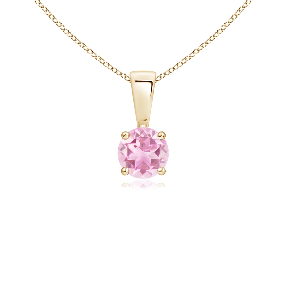 4mm A Classic Round Pink Tourmaline Solitaire Pendant in Yellow Gold 