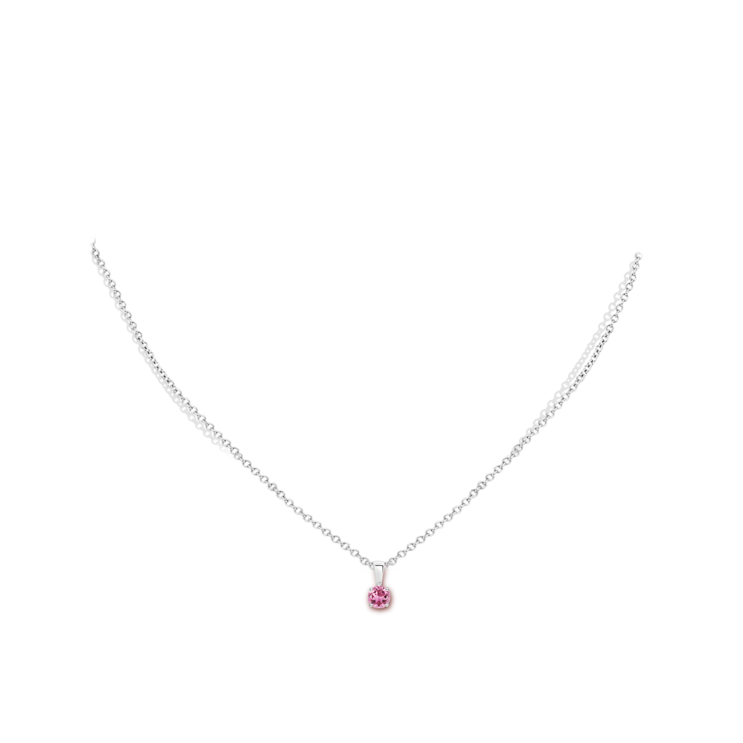 4mm AAA Classic Round Pink Tourmaline Solitaire Pendant in P950 Platinum - body_neck