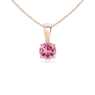 4mm AAA Classic Round Pink Tourmaline Solitaire Pendant in Rose Gold