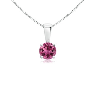 4mm AAAA Classic Round Pink Tourmaline Solitaire Pendant in P950 Platinum