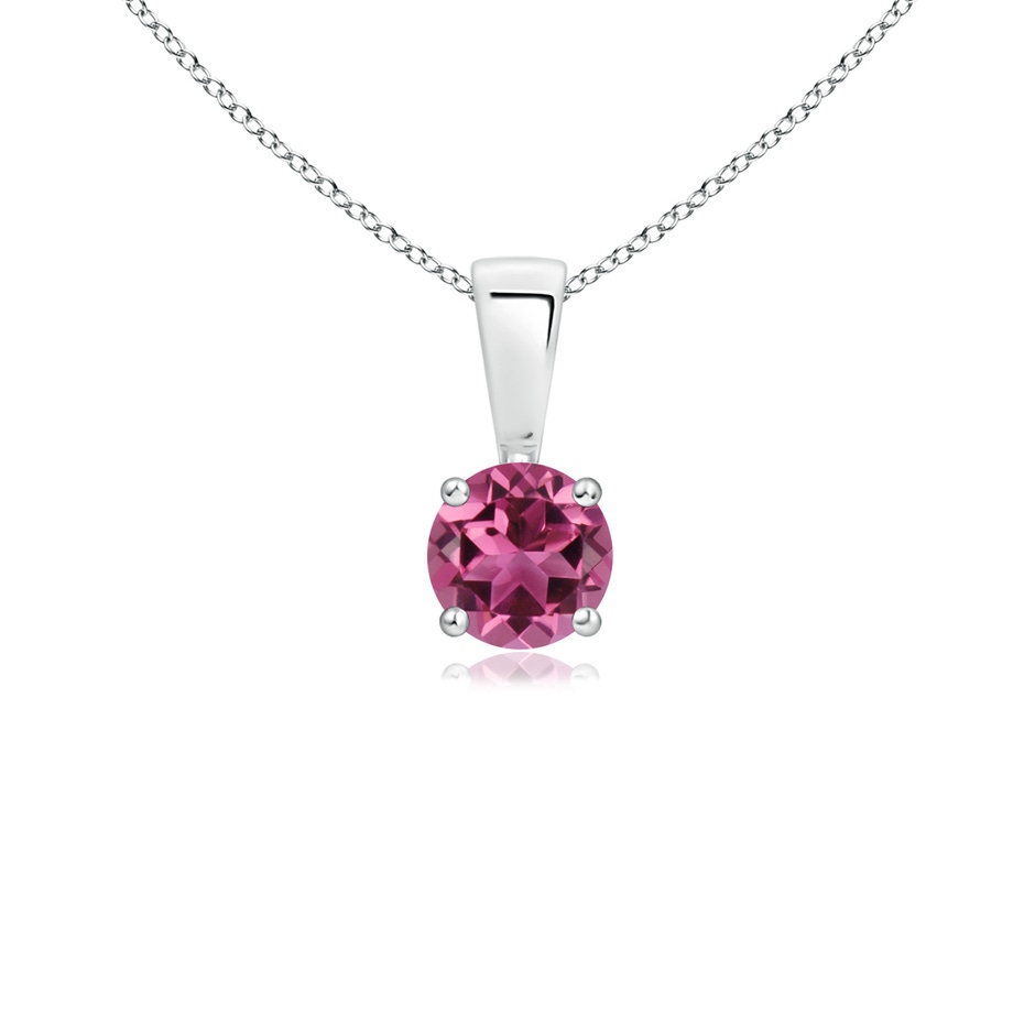 4mm AAAA Classic Round Pink Tourmaline Solitaire Pendant in P950 Platinum 