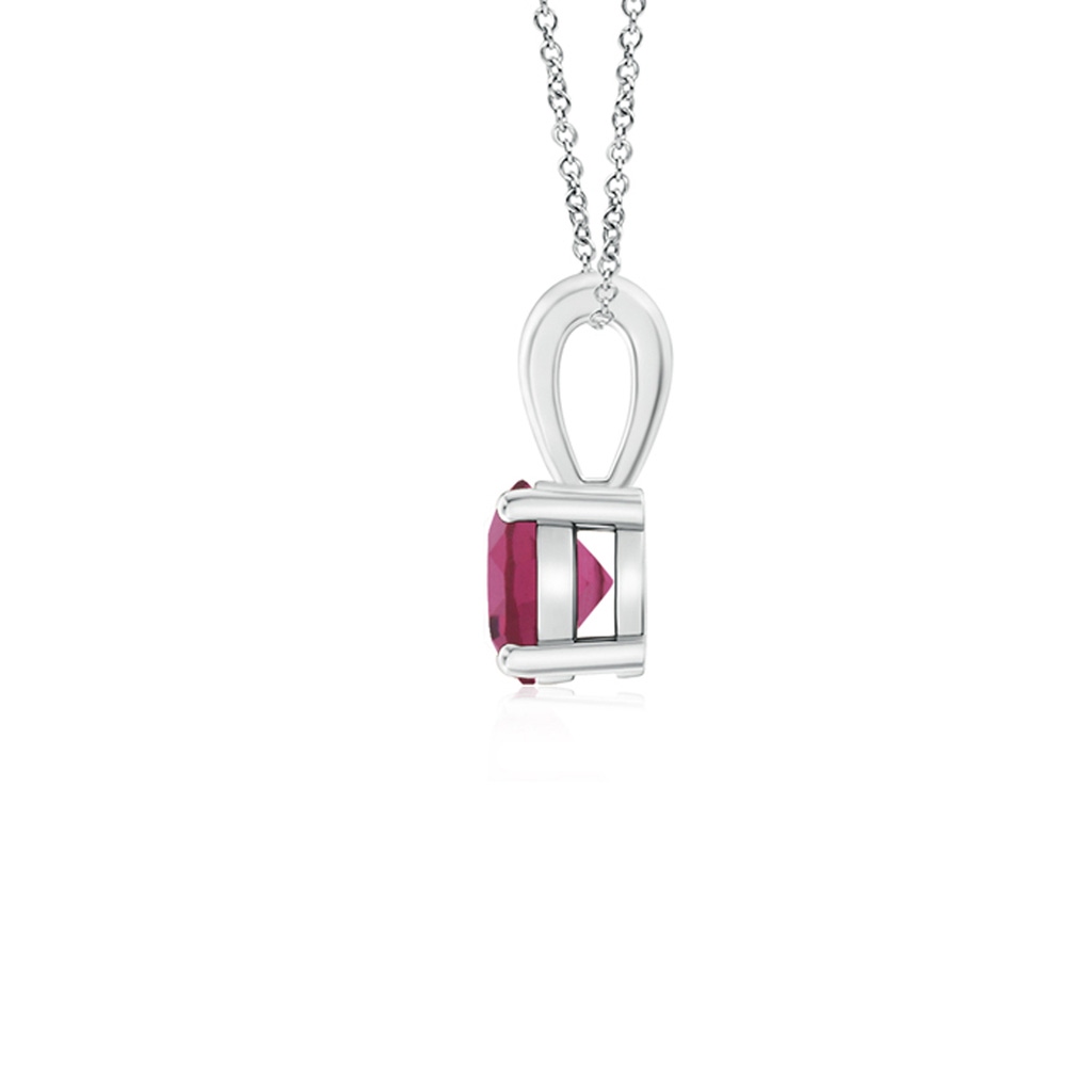 4mm AAAA Classic Round Pink Tourmaline Solitaire Pendant in P950 Platinum - side 199