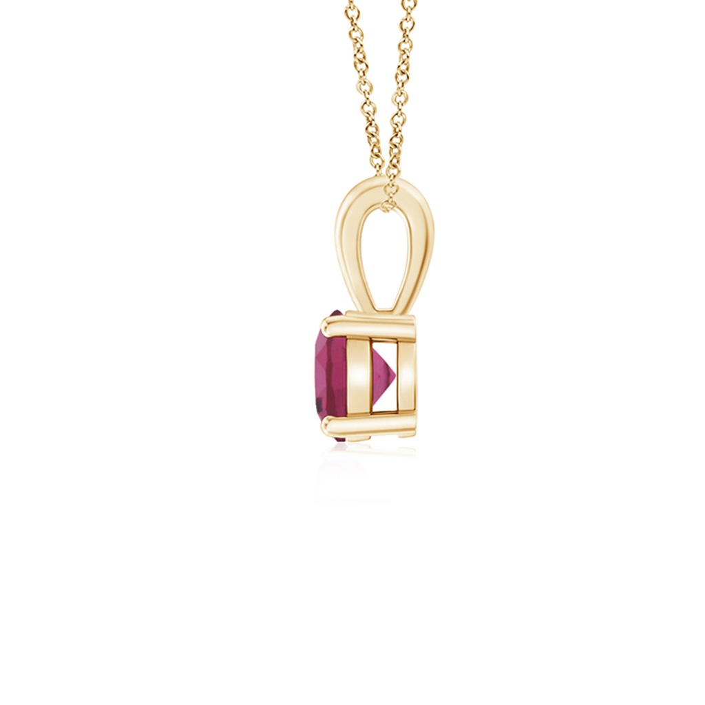 4mm AAAA Classic Round Pink Tourmaline Solitaire Pendant in Yellow Gold - side 199