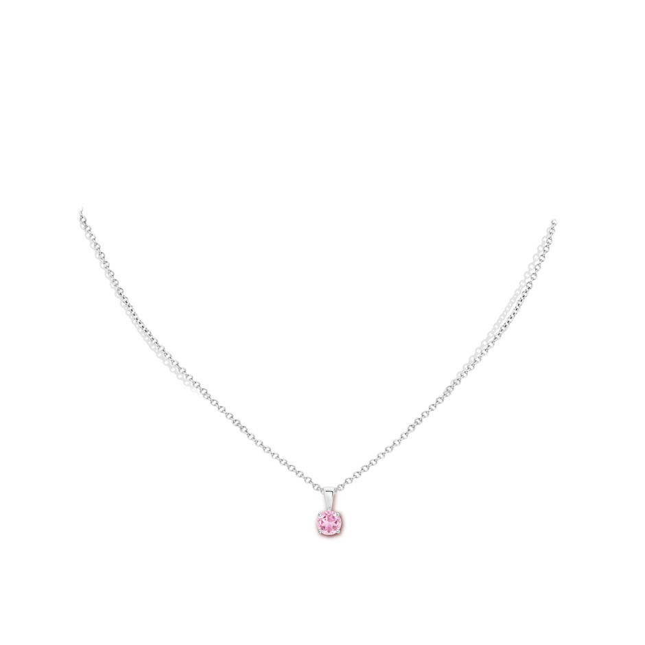 5mm A Classic Round Pink Tourmaline Solitaire Pendant in S999 Silver pen